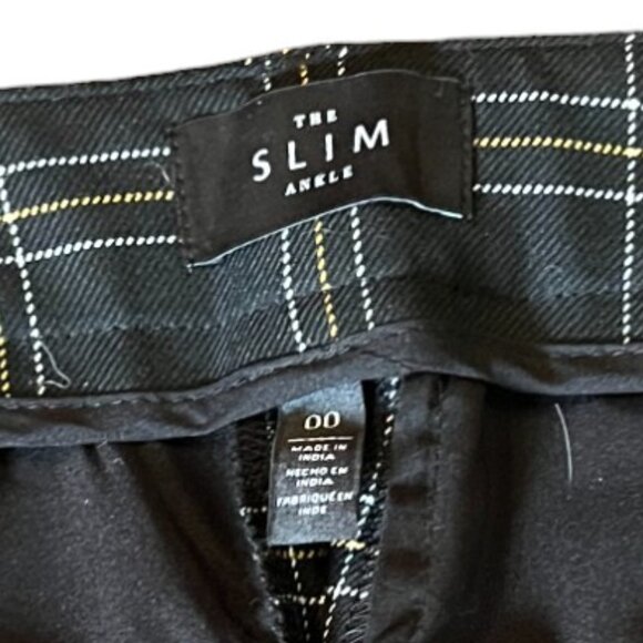 White House Black Market Black/White/Yellow Plaid The Slim Ankle Pants, Size 00 - Picture 8 of 12